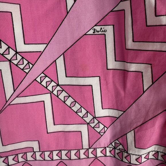 EMILIO PUCCI Silk skirt Zigzag pattern pink Sz US 14 - Picture 3 of 13
